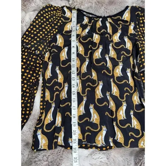BL^NK Anthropologie Women’s Leopard Long Sleeve Blouse SZ Medium - Picture 9 of 9
